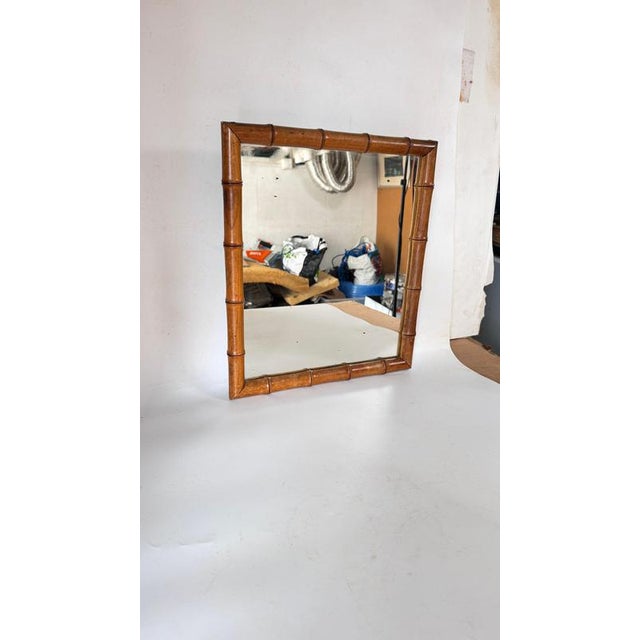 Vintage French Riviera Faux Bamboo Mirror, 1940s For Sale - Image 10 of 11
