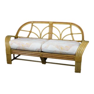 Vintage Rattan Loveseat by McGuire For Sale
