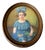 Aline Boisset, Young Girl with Blue Bouquet, 1940s, Pastel on Paper For Sale