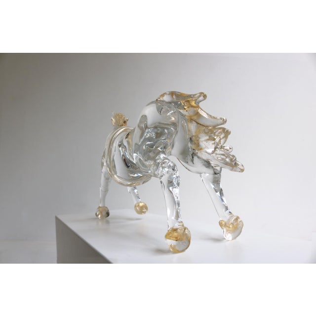 Mid-Century Italian Murano Glass Horse Sculpture with 24 Karat Gold by Arnaldo Zanella, 1970s For Sale - Image 12 of 18