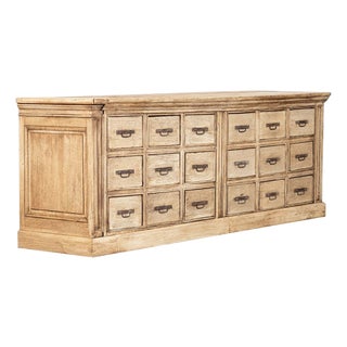 Large French Bleached Oak Haberdashery Counter with Drawers, 1880s For Sale