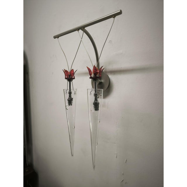 Mid-Century Modern 2-Light Wall Lamp by Lamp International, 1990s For Sale - Image 3 of 10