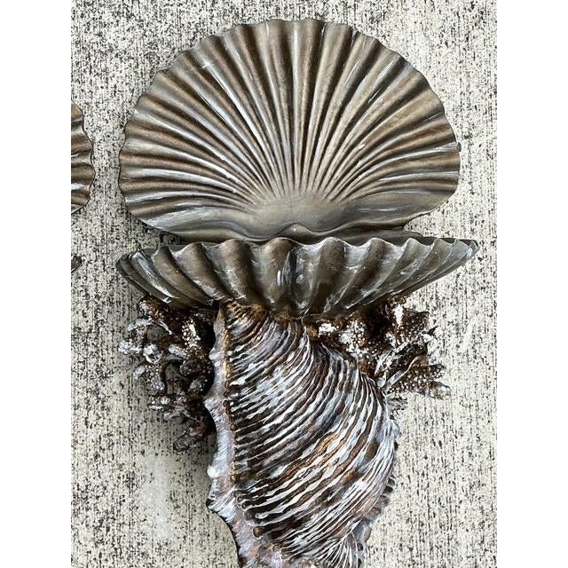 Vintage Silvered Clam Shell Brackets - A Pair For Sale - Image 4 of 12