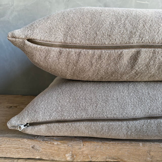Brown Pure Hemp Pillow With Down Feather Insert in Ecorcé For Sale - Image 8 of 8