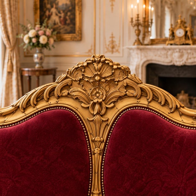 1960 Artisan Louis XVI Burgundy Beech Sofa Set-3 Pc For Sale - Image 13 of 16