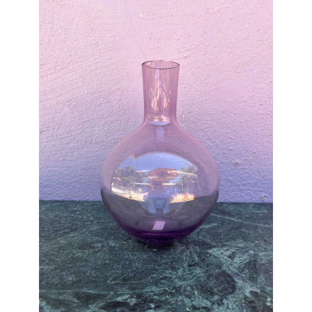 1980s Polish Lavender Glass Vase For Sale - Image 4 of 4