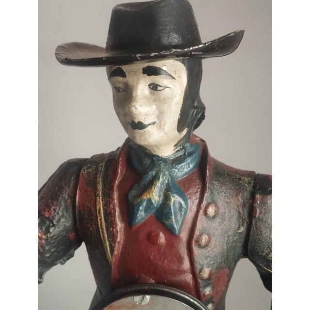 Metal Vintage Black Forest Iron Figure Clock by Jve Oswald, Germany, 1950s For Sale - Image 7 of 9