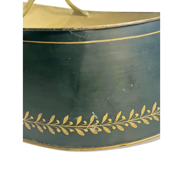 Gold Early 20th Century Empire-Style French Tôle & Gilt Brass Bouillotte Lamp With Green Tole Shade For Sale - Image 8 of 15