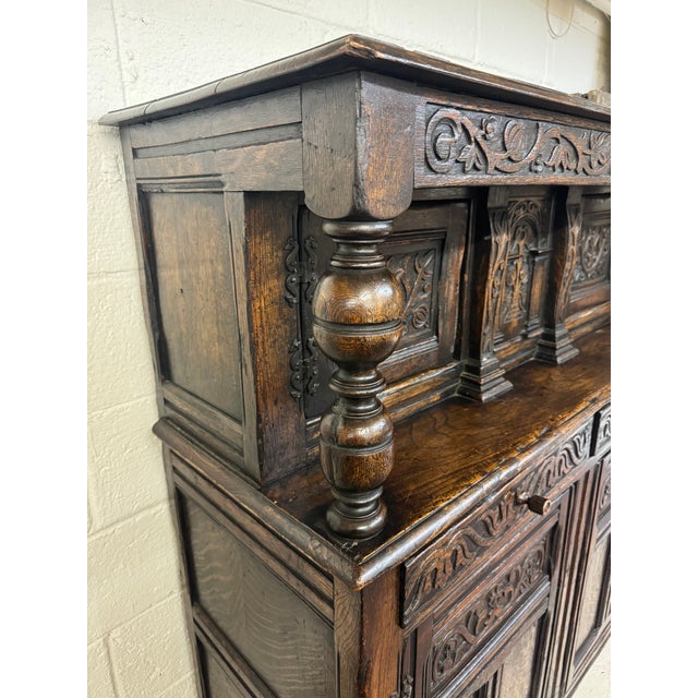 Jacobean Late 19th Century Jacobean Style Carved Cupboard For Sale - Image 3 of 10