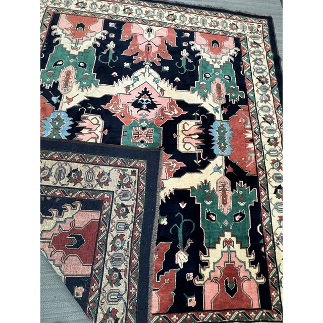 6ft 8in × 8ft Heriz Floral Medallion Area Rug For Sale - Image 11 of 12