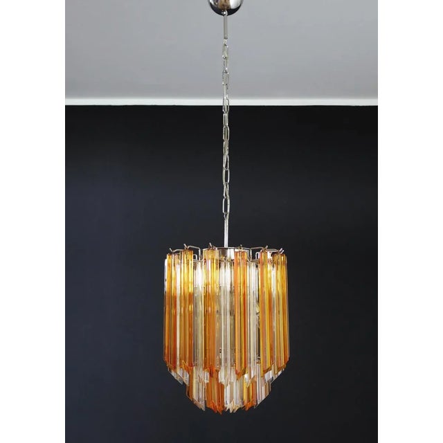 1980s Vintage Italian Glass Quadriedri Chandelier, 1982 For Sale - Image 5 of 15