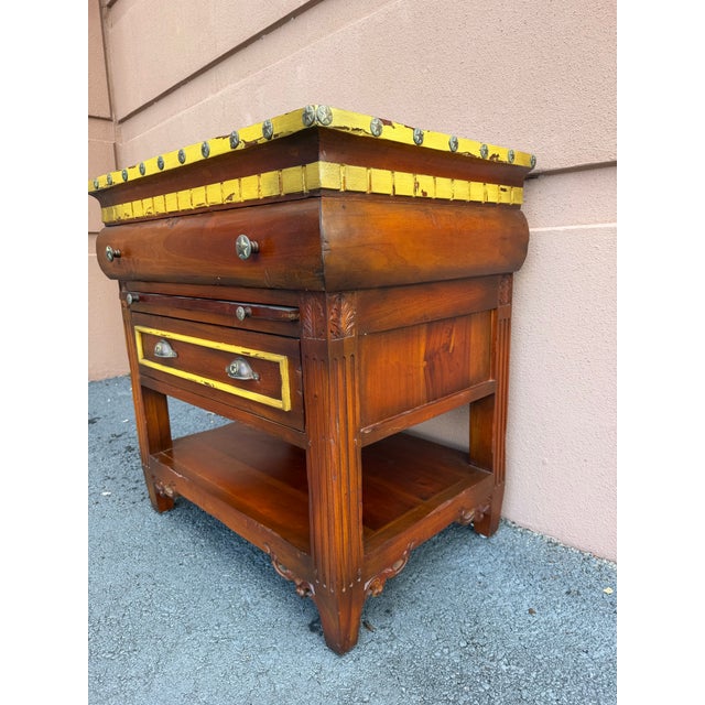 Vintage GuildMaster Campaign Style Accent Chest With Leather Top For Sale - Image 11 of 12