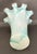 Glass Vintage Murano Style Ruffle Rim Light Aqua & White Swirl Glass Handkerchief Vase For Sale - Image 7 of 7