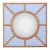 A Bold Geometric Blue Glass and Gold Resin Convex Wall Mirror For Sale