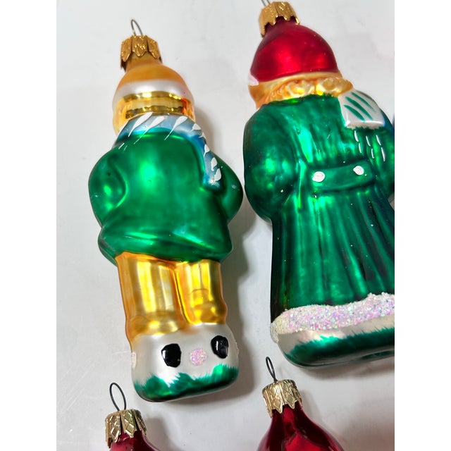 Glass Vintage Glass Santa & Christmas Caroler Ornaments – Set of 7 For Sale - Image 7 of 12