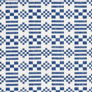 Sample - Schumacher Wilson Embroidery Fabric in Indigo For Sale