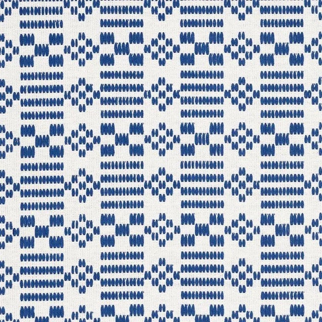 Sample - Schumacher Wilson Embroidery Fabric in Indigo For Sale
