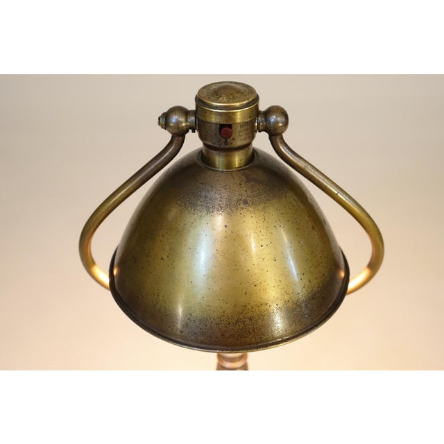 1910s Rare Arts Crafts Bradley Hubbard Brass Tilt Shade Pen Inkwell Cast Iron Student Table Lamp For Sale In Los Angeles - Image 6 of 13