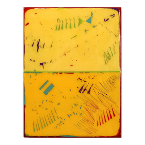 The Window 357 - Yellow Mixed Media Acrylic and Resin Painting on Wood Panel Original Minimalist Artwork by Ricky Hunt