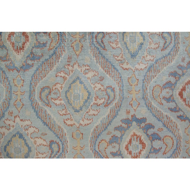 Rug & Kilim’s Classic Ikats Style Rug With Blue, Gold and Rust Red Patterns For Sale In New York - Image 6 of 7