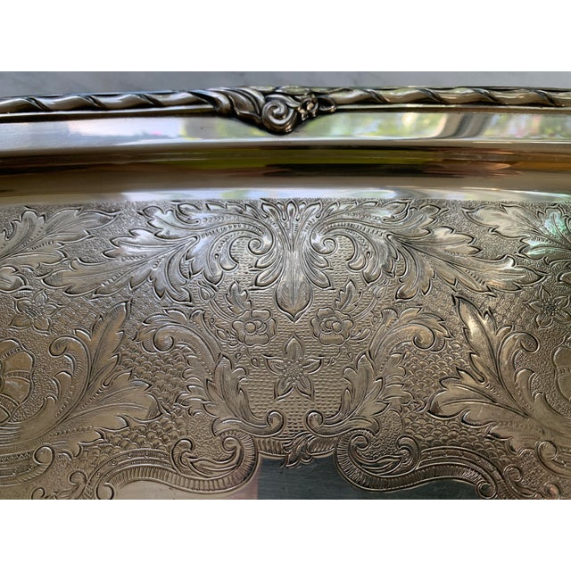 Silver Art Deco Silverplate Serving Tray For Sale - Image 8 of 8