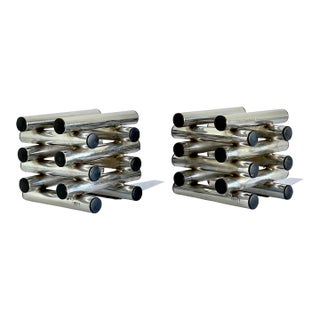 Architectural 1970s Artist-Made Stacked Rod Bookends For Sale