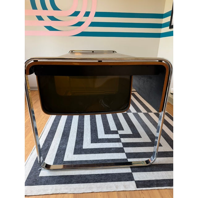 Mid-Century Modern Peter Protzman for Herman Miller Zebrawood & Chrome Desk, Tubular Collection, 1970-1971 For Sale - Image 3 of 17