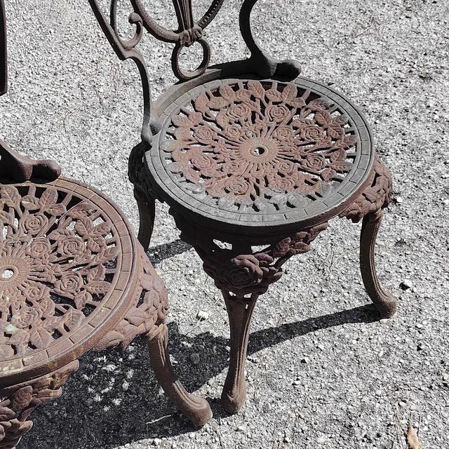 Cast Iron Patio Garden Table and Chairs, Set of 5 For Sale - Image 15 of 18
