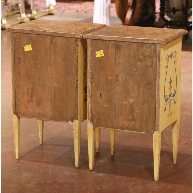 Pair of 19th C. Italian Neoclassical Painted Nightstands With Faux Marble Tops For Sale - Image 11 of 11
