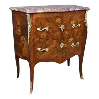 Small Louis XV Style Marquetry Commode, 1900s For Sale
