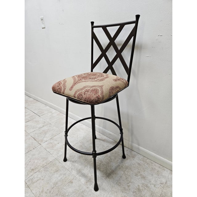 1990s 1990s Ethan Allen Biscayne Swivel Counter Bar Stool For Sale - Image 5 of 12
