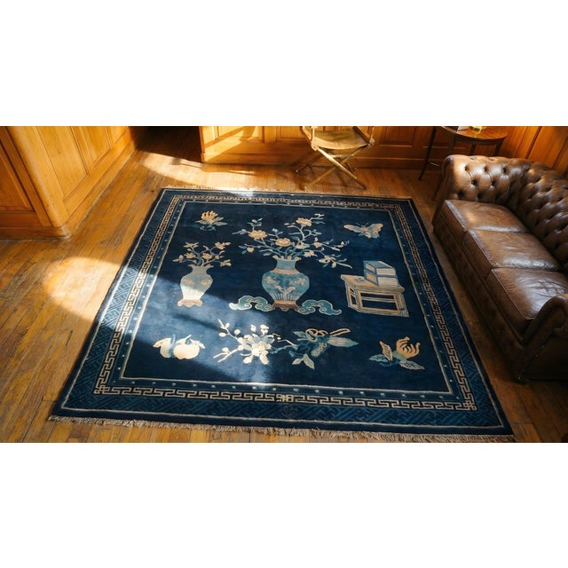 Early 20th Century Chinese Baotou Scholars Carpet For Sale - Image 9 of 9