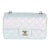 Blue Iridescent Quilted Goatskin Rectangular Mini Flap For Sale