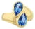 Teardrop Blue Topaz Bypass Ring 14k Yellow Gold, Size 5 For Sale
