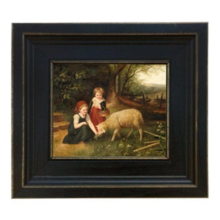 My Pet Lamb Framed Oil Painting Reproduction Print on Canvas For Sale