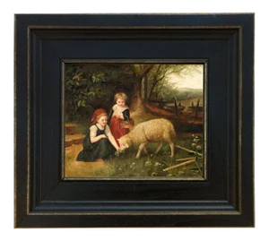 My Pet Lamb Framed Oil Painting Reproduction Print on Canvas