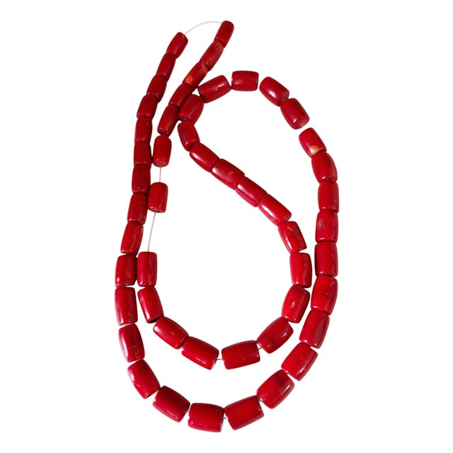 Vintage Chunky Natural Red Coral Strand 14" H For Sale