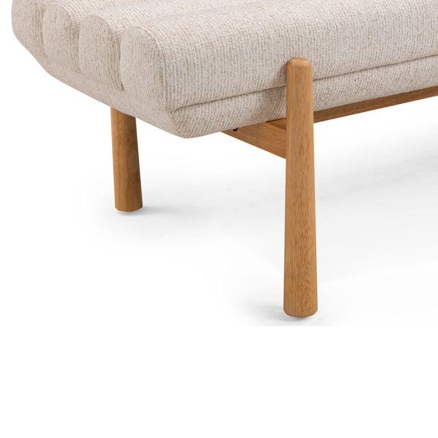 Boho Chic Julianna Cream Textured Fabric Bench For Sale - Image 3 of 6