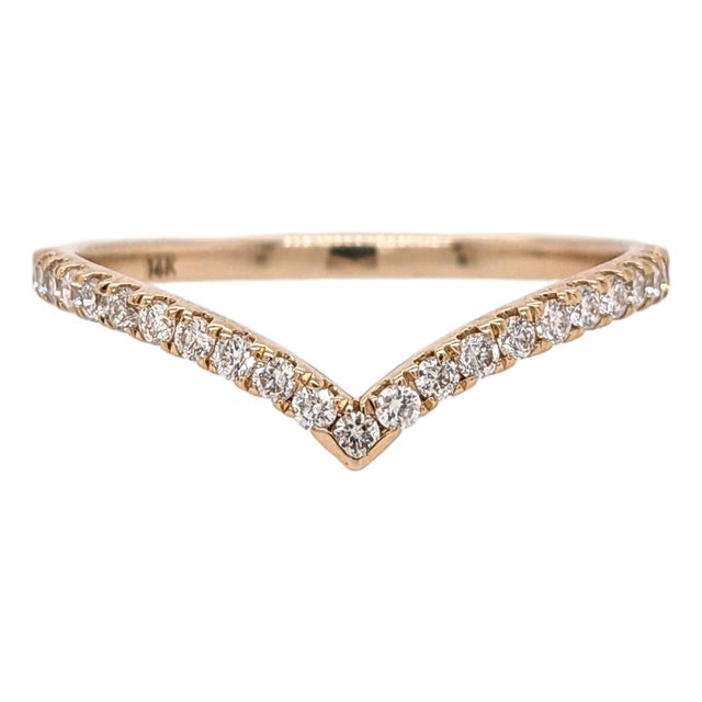 Stackable Diamond Shadow Band in 14k Solid Gold: Dainty Fine Jewelry Ring, Size 6.75 For Sale