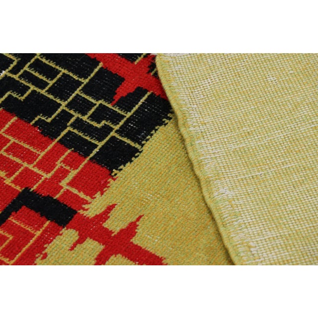 Textile Vintage Zeki Müren Rug in Chartreuse With Red and Black Patterns | Rug & Kilim For Sale - Image 7 of 7