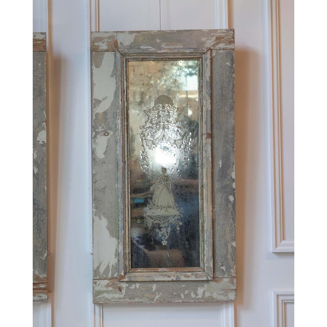Pair of 19th Century Italian Engraved Mirrors with Original Paint For Sale In Atlanta - Image 6 of 12