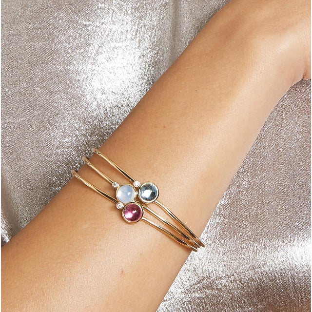 Contemporary Syna Yellow Gold Rubellite Diamond Bracelet For Sale - Image 3 of 5