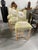 Set of three Donghia Barstools, with a pretty floral pattern. I believe the hardwood frame to be Maple. The stools have a...