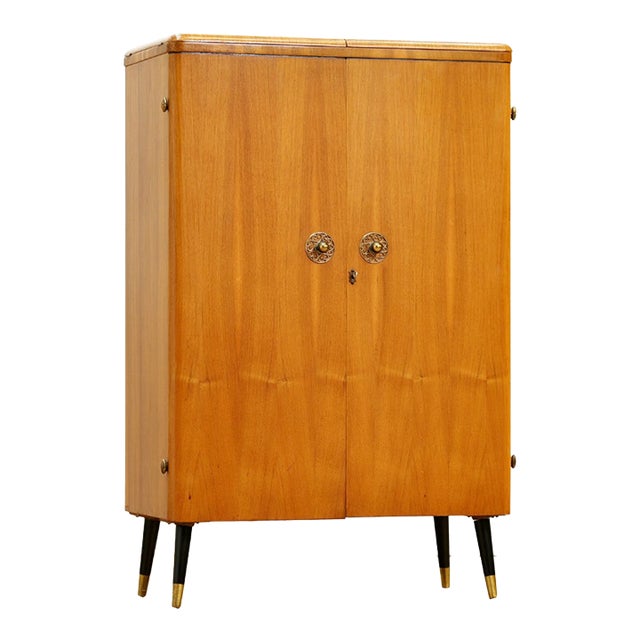 1960s Teak English Dry Bar Liquor Cabinet For Sale