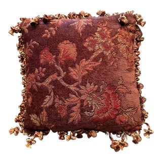 Vintage Schumacher Épingle Velvet 13" Square Accent Pillow For Sale