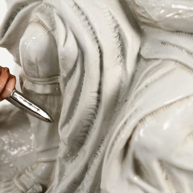 1980s 1980s Capodimonte "Michelangelo Sculpts Moses" Porcelain Sculpture on Wood Base Early Limited Edition For Sale - Image 5 of 15