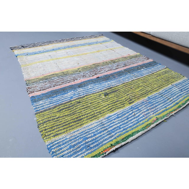 Beige Vintage Turkish Hand-Knotted Wool Cotton Beige Kilim Area Rug For Sale - Image 8 of 11