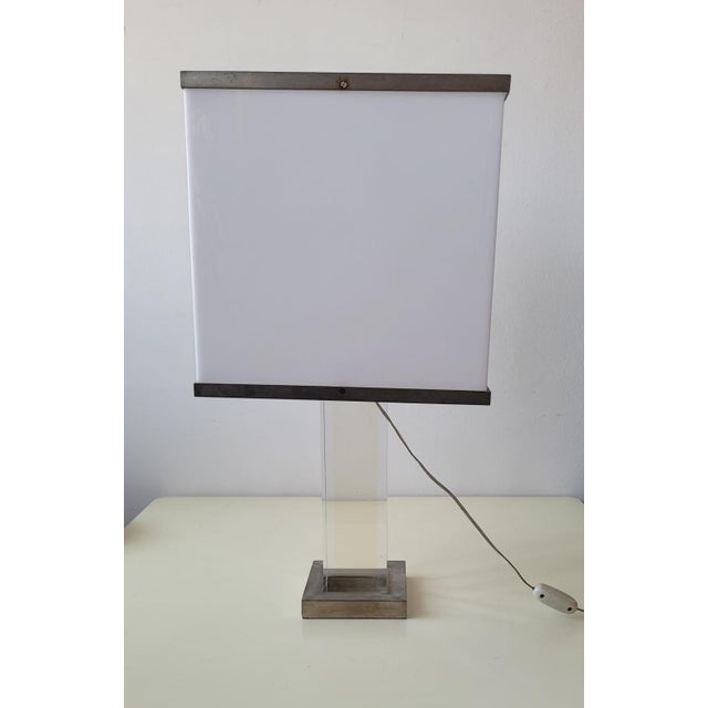 Metal Acrylic Glass and Metal Table Lamp, Italy, 1970s For Sale - Image 7 of 18