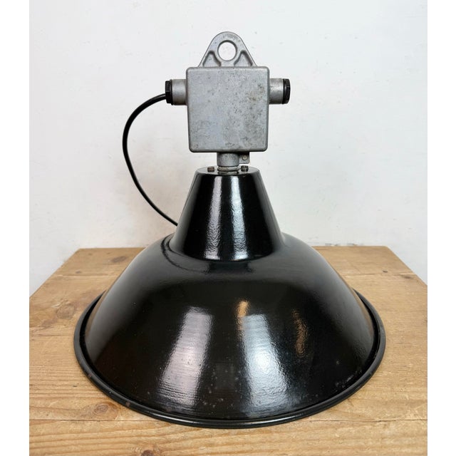 Industrial Black Enamel Pendant Lamps from Elektrosvit, 1960s, Set of 4 For Sale - Image 17 of 18