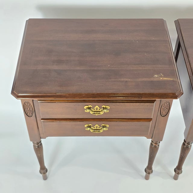 Vintage Ethan Allen "Georgian Court" Two-Drawer Nightstands For Sale - Image 10 of 12